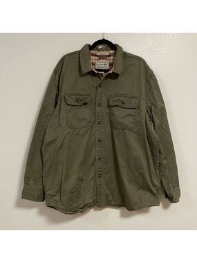 L.L. Bean Shacket Men's Size XL Green Shirt Jacket Plaid lining Traditional Fit